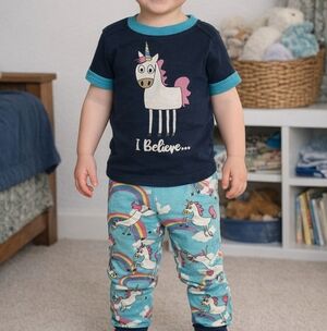 Lazy One Unicorn Pajama Set Toddler Girls Size 2T | I Believe | Two-Piece